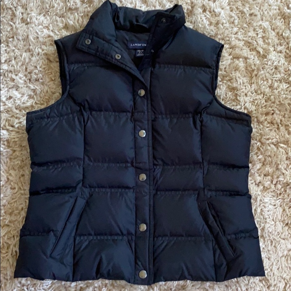 Lands End Puffer Vest, XS, Black